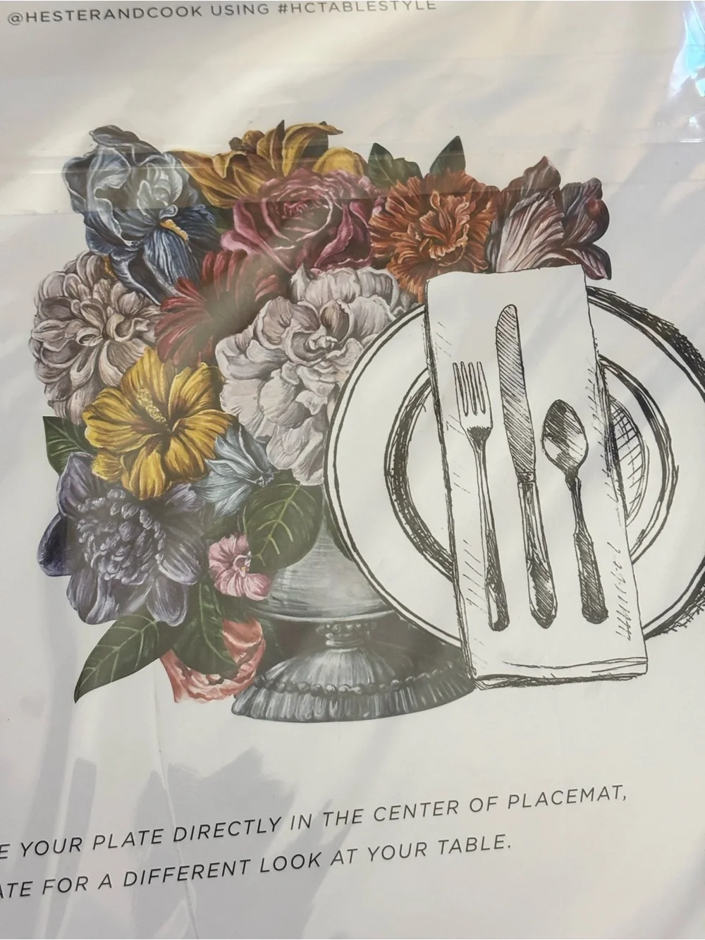 Hester & Cook Dutch Floral Paper Placemats 12-Pack NIP Botanical Table Decor